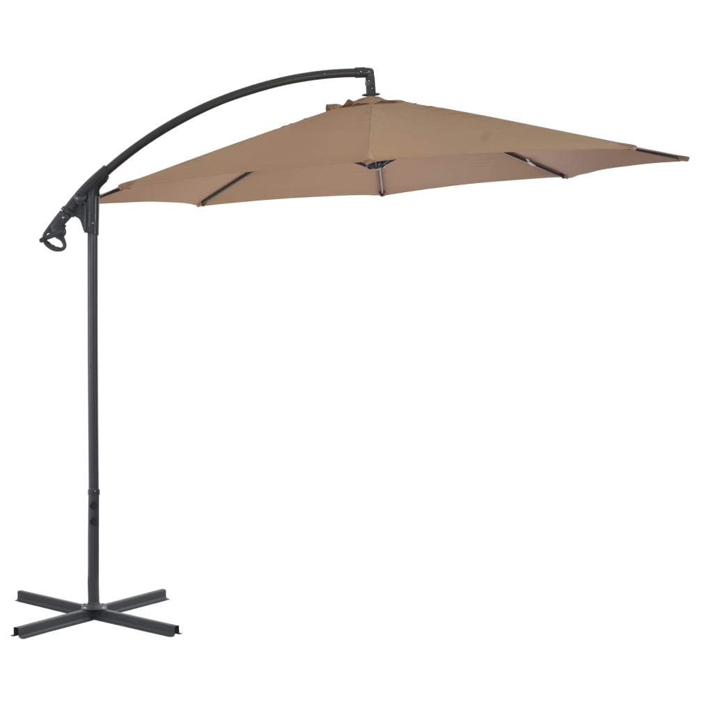 vidaXL Cantilever Umbrella with Steel Pole 118.1" Taupe