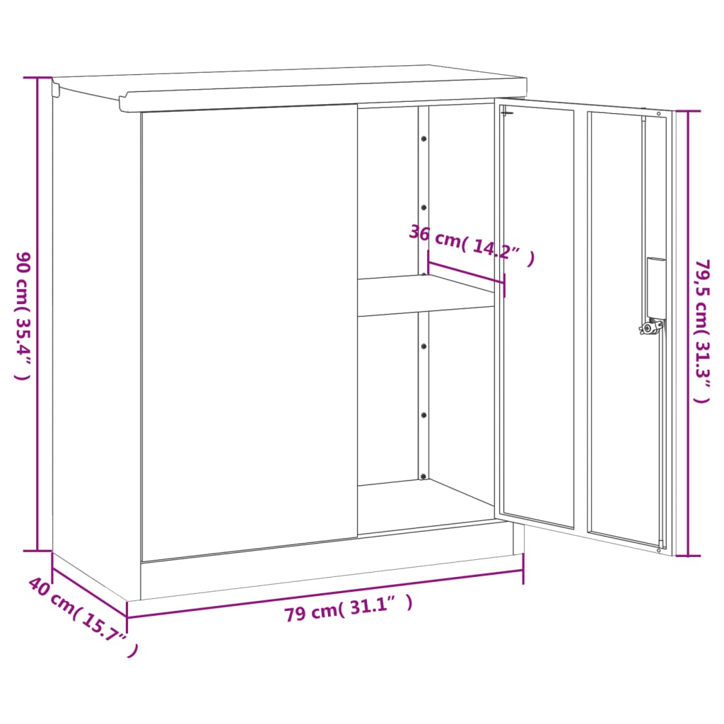 vidaXL File Cabinet Black 31.1"x15.7"x35.4" Steel