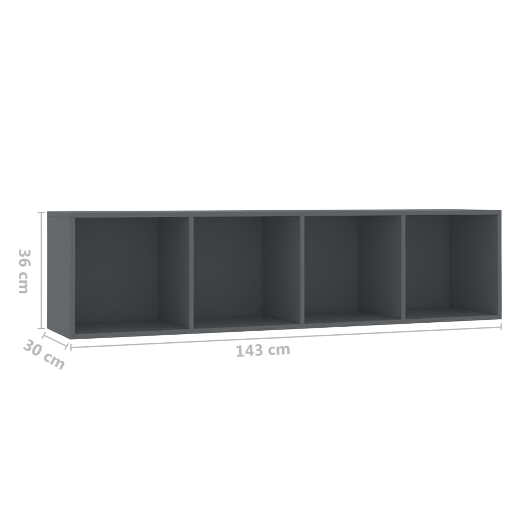 vidaXL Book Cabinet/TV Stand Gray 56.3"x11.8"x14.2"