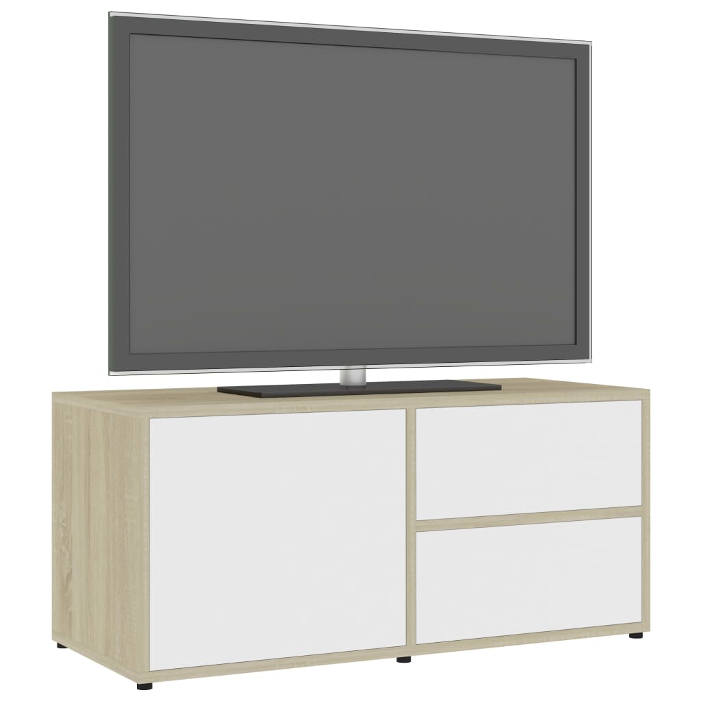 vidaXL TV Cabinet White and Sonoma Oak 31.5"x13.4"x14.2" Engineered Wood