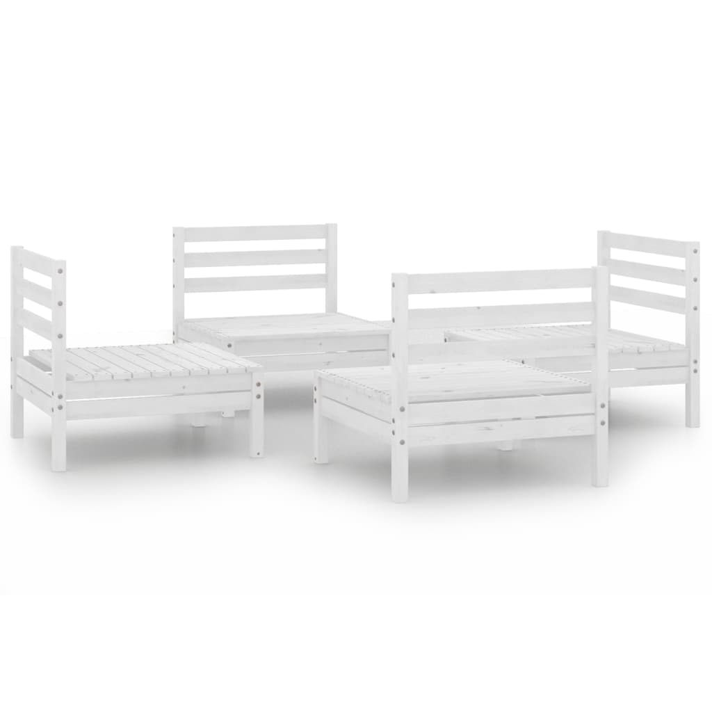 vidaXL 4 Piece Patio Lounge Set White Solid Pinewood