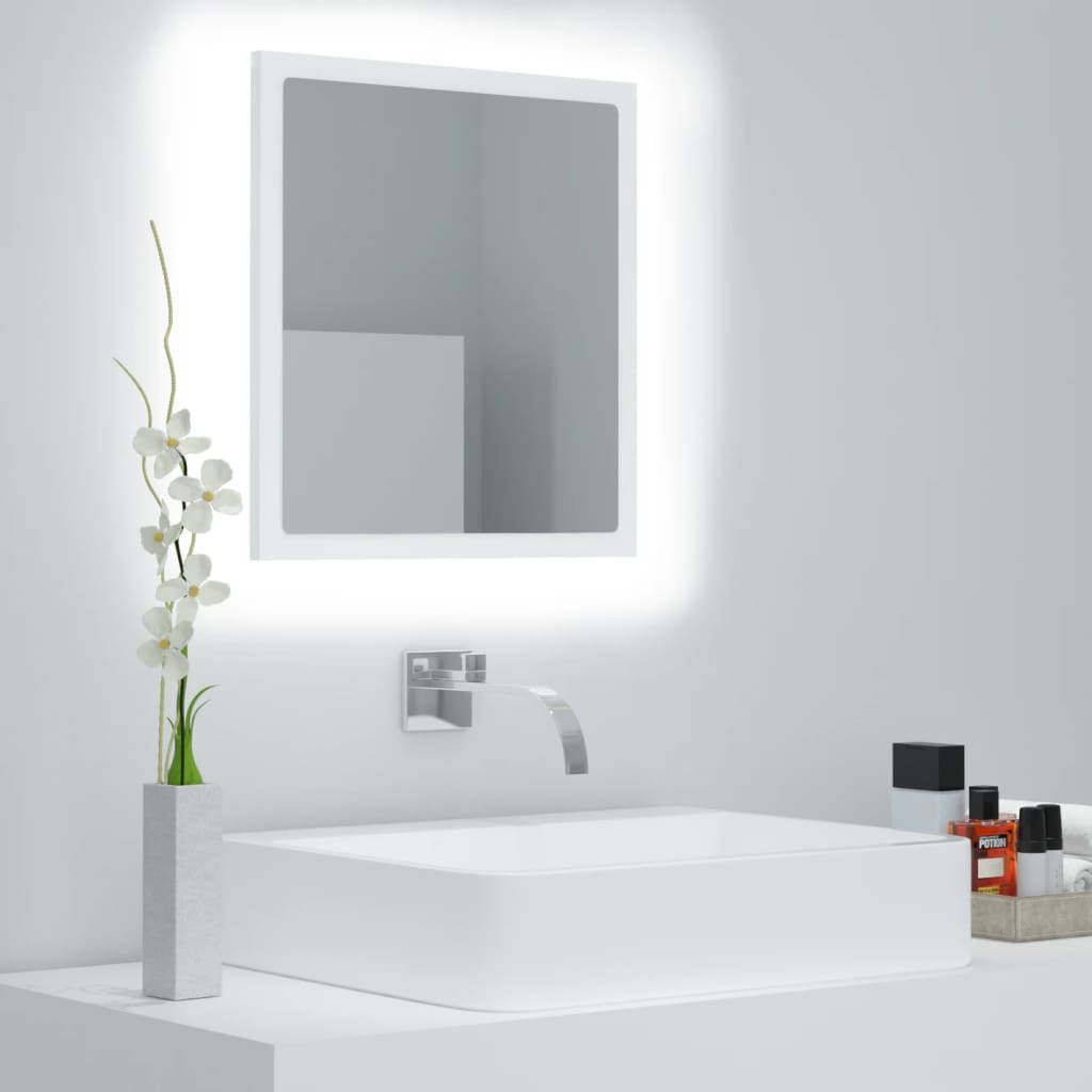 vidaXL LED Bathroom Mirror White 15.7"x3.3"x14.6" Engineered Wood