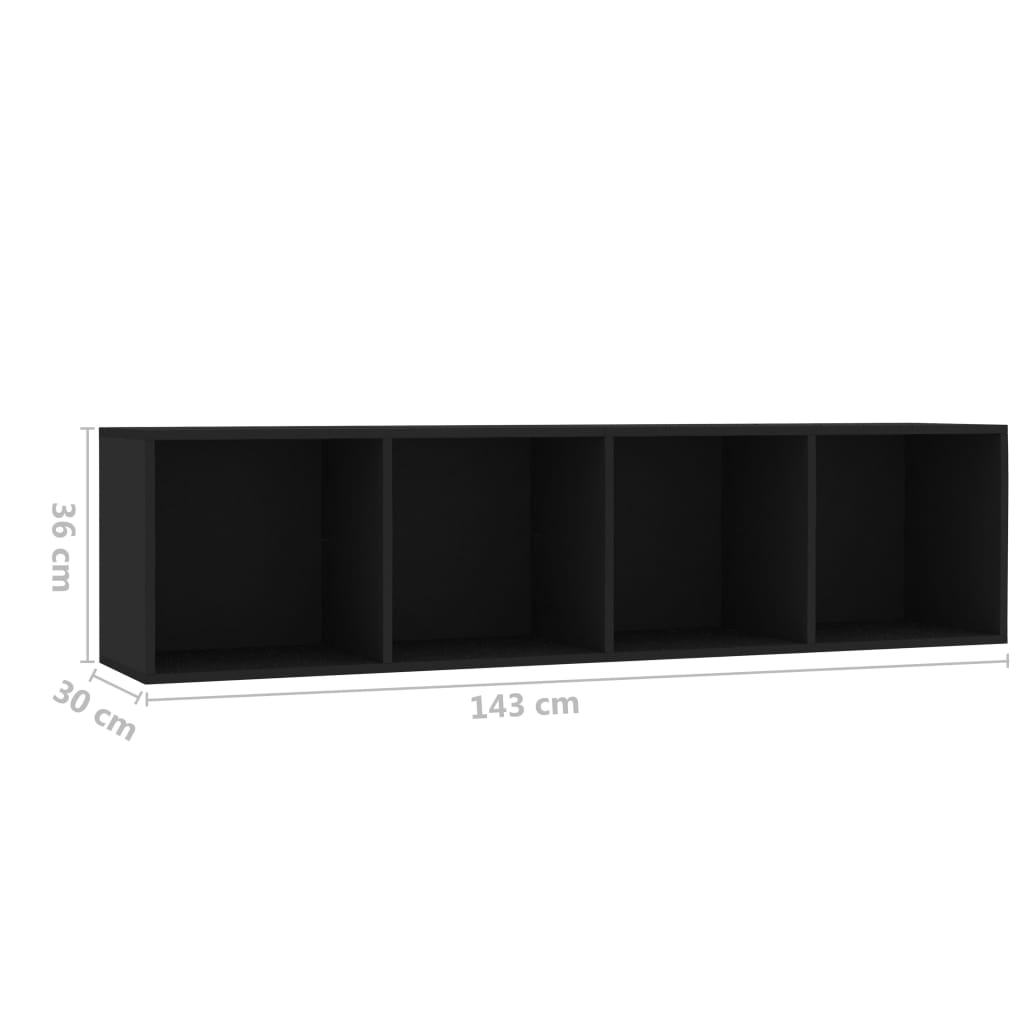 vidaXL Book Cabinet/TV Stand Black 56.3"x11.8"x14.2"