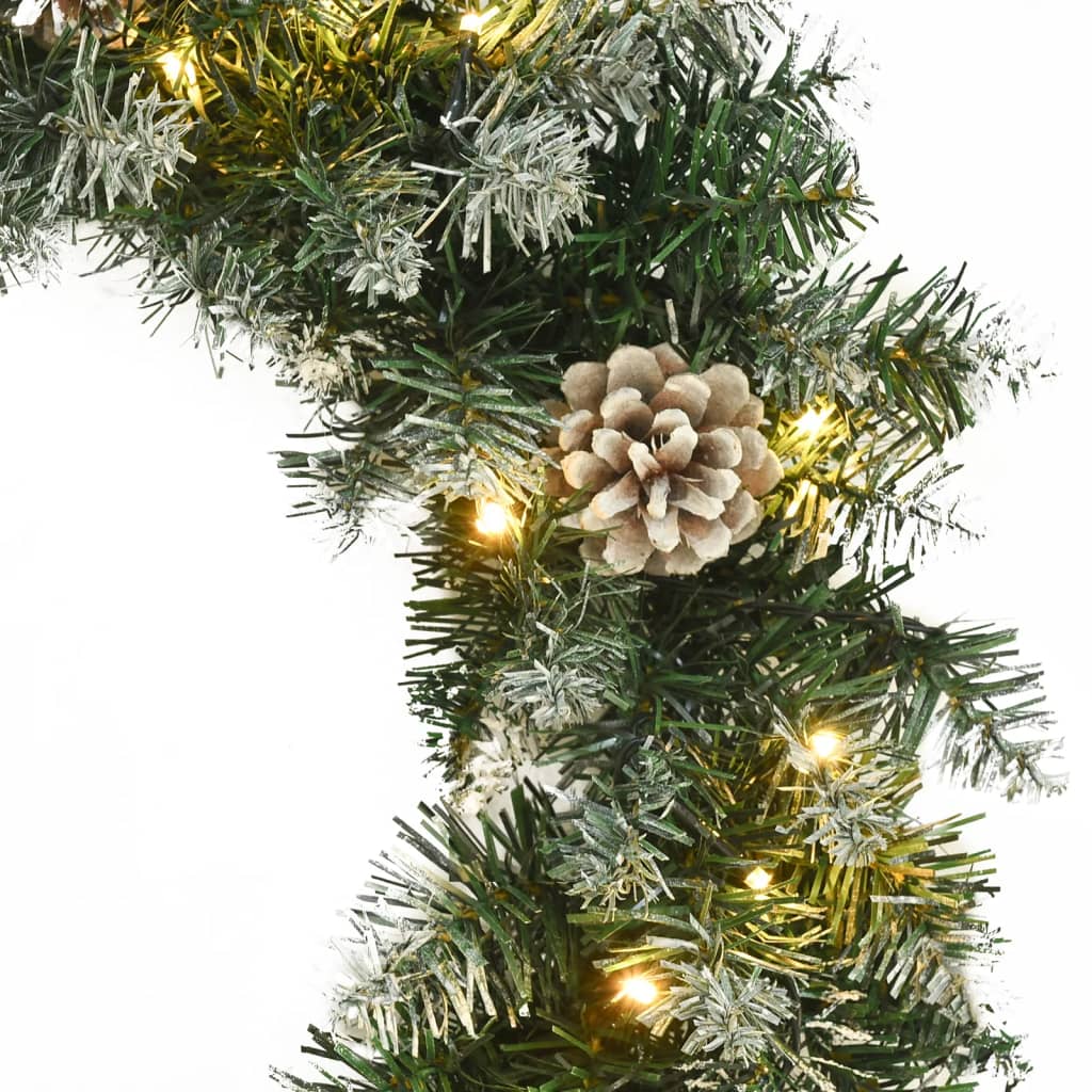 vidaXL Christmas Wreath with LED Lights Green 17.7" PVC