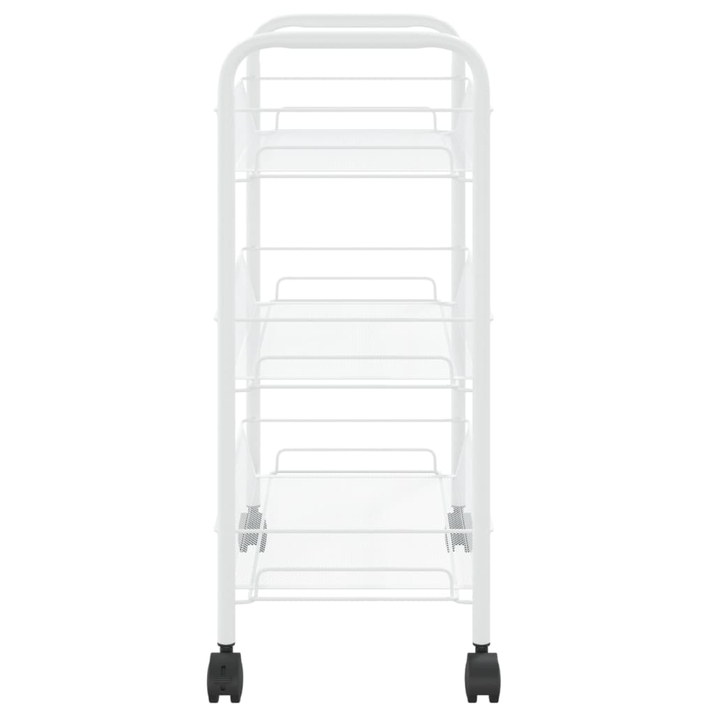 vidaXL 3-Tier Kitchen Trolley White 18.1"x10.2"x25.2" Iron