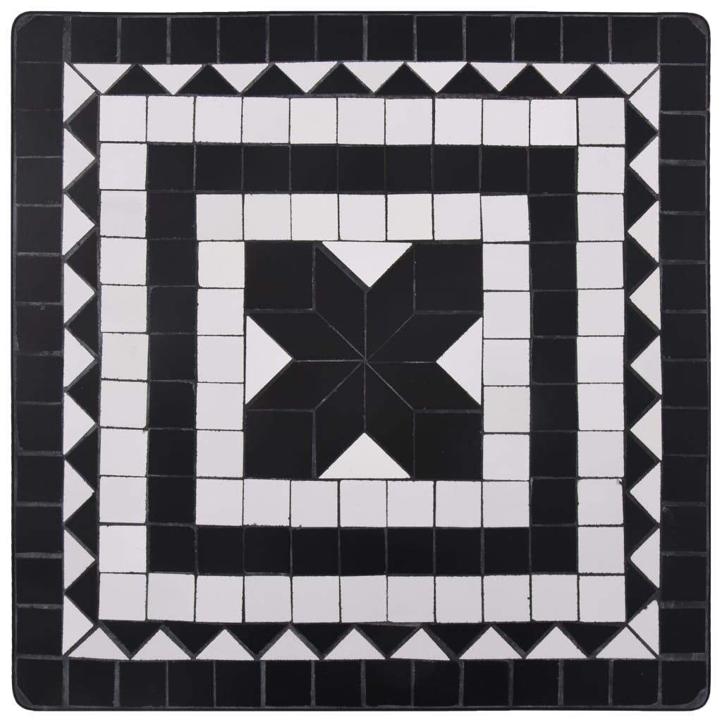 vidaXL 3 Piece Mosaic Bistro Set Ceramic Tile Black and White