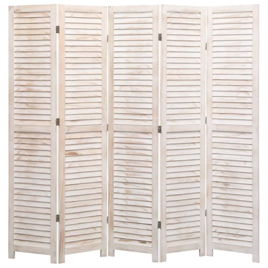 vidaXL 5-Panel Room Divider White 68.9"x65" Wood