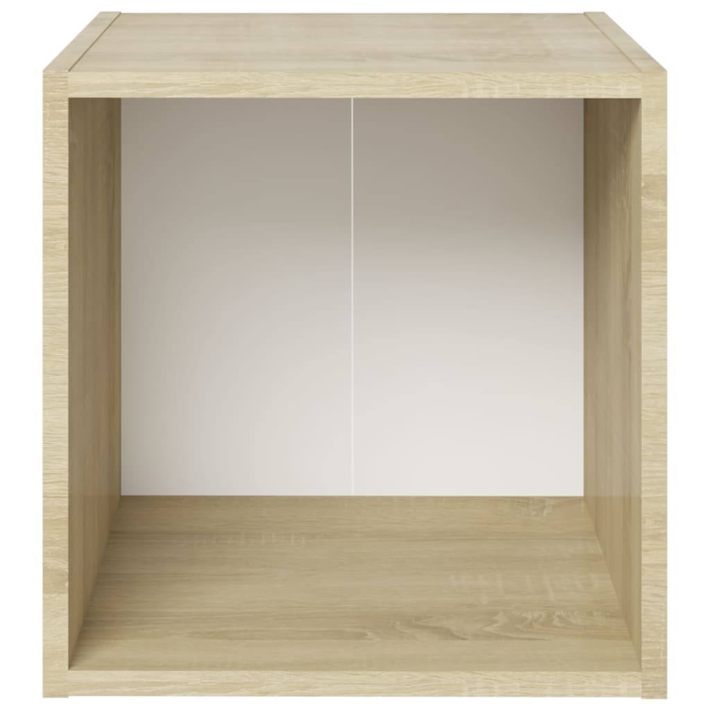 vidaXL TV Cabinets 2 pcs White and Sonoma Oak 14.6"x13.8"x14.6" Chipboard