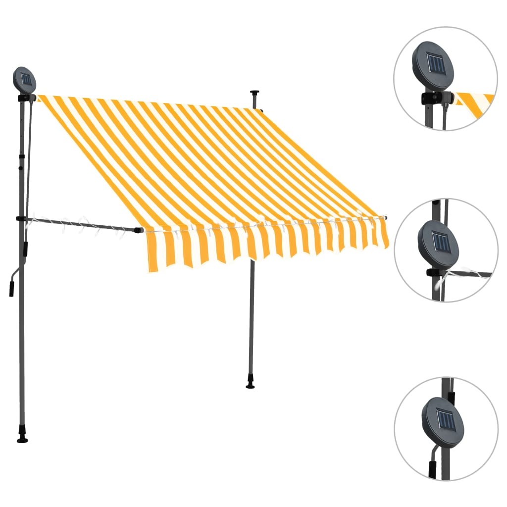 vidaXL Manual Retractable Awning with LED 59.1" White and Orange