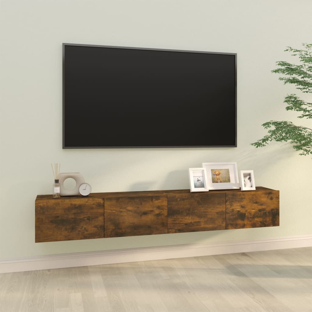 vidaXL Wall TV Stands 2 pcs Smoked Oak 39.4"x11.8"x11.8" Engineered Wood