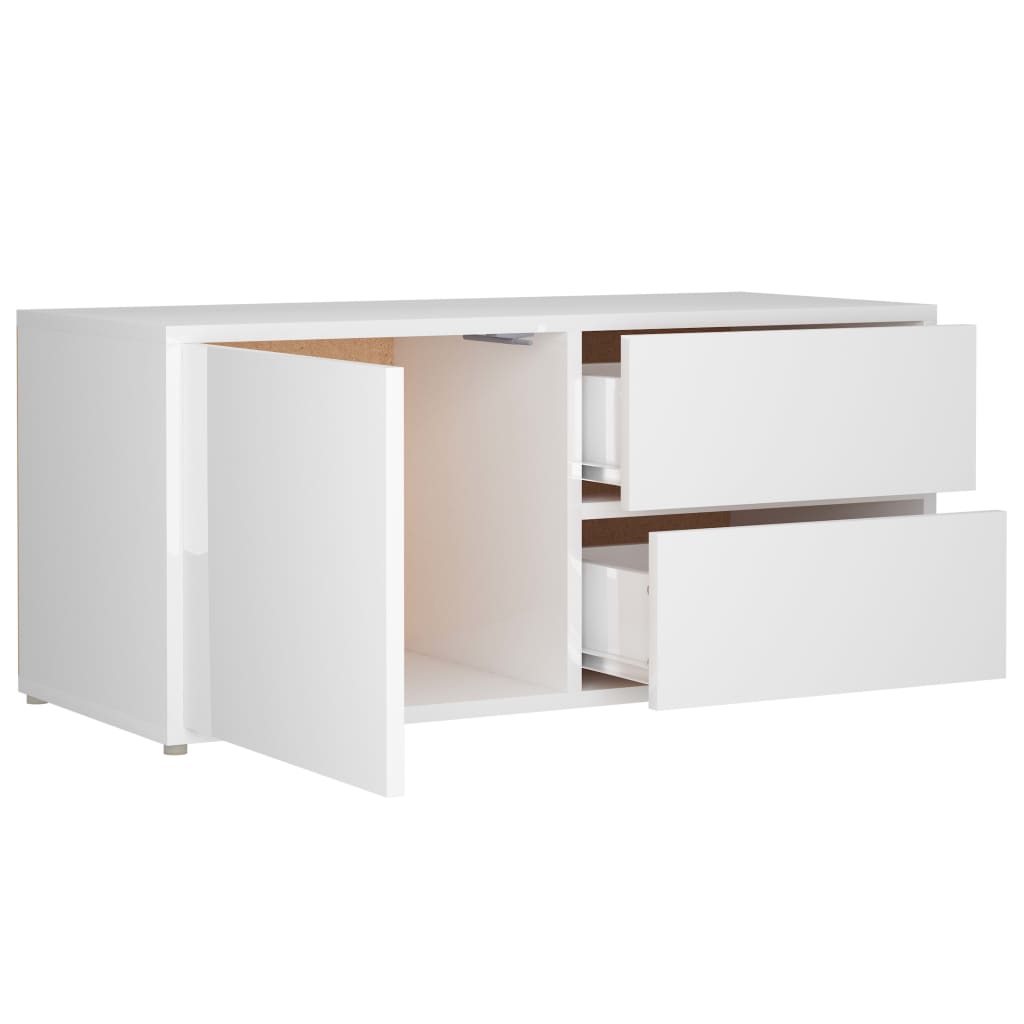 vidaXL TV Cabinet High Gloss White 31.5"x13.4"x14.2" Engineered Wood