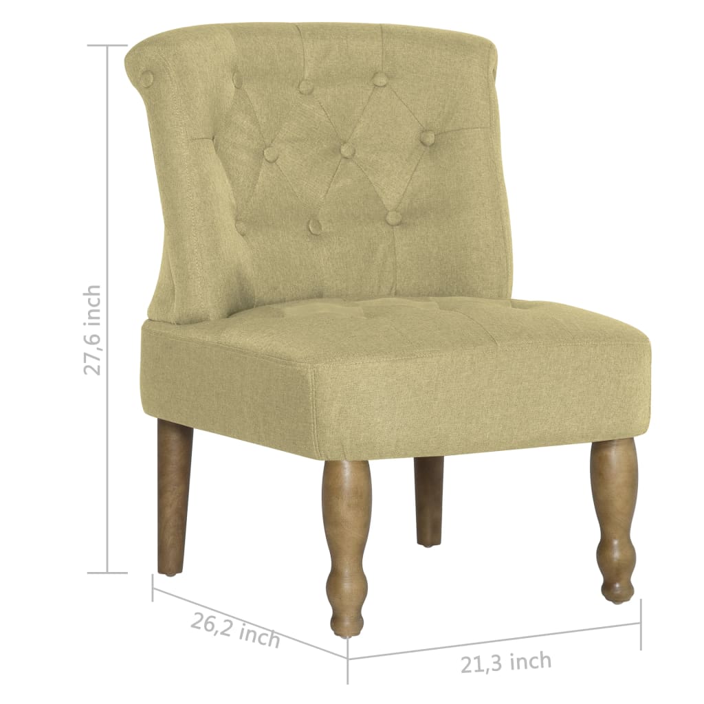 vidaXL French Chairs 2 pcs Green Fabric
