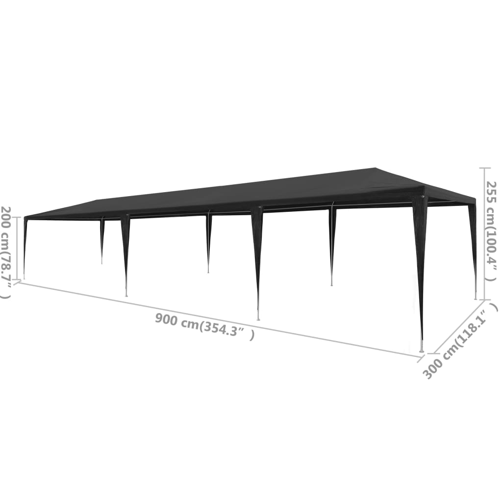vidaXL Party Tent PE Anthracite 9.8'x29.5'