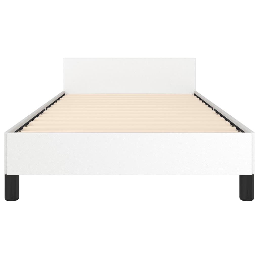 vidaXL Bed Frame with Headboard White 39.4"x79.9" Twin XL Faux Leather