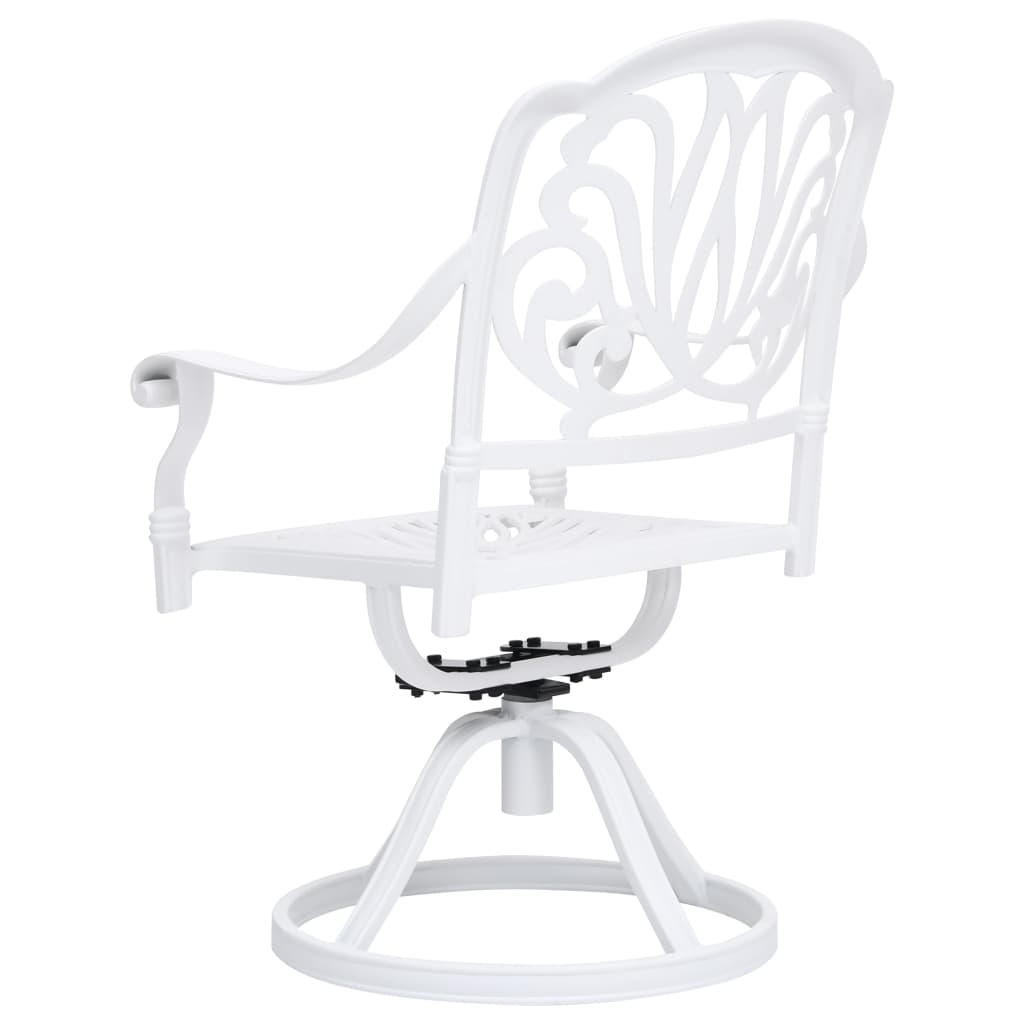 vidaXL Swivel Patio Chairs 2 pcs Cast Aluminum White