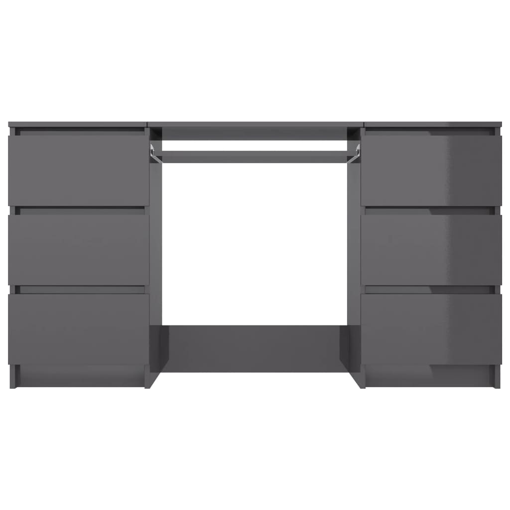 vidaXL Writing Desk High Gloss Gray 55.1"x19.7"x30.3" Engineered Wood