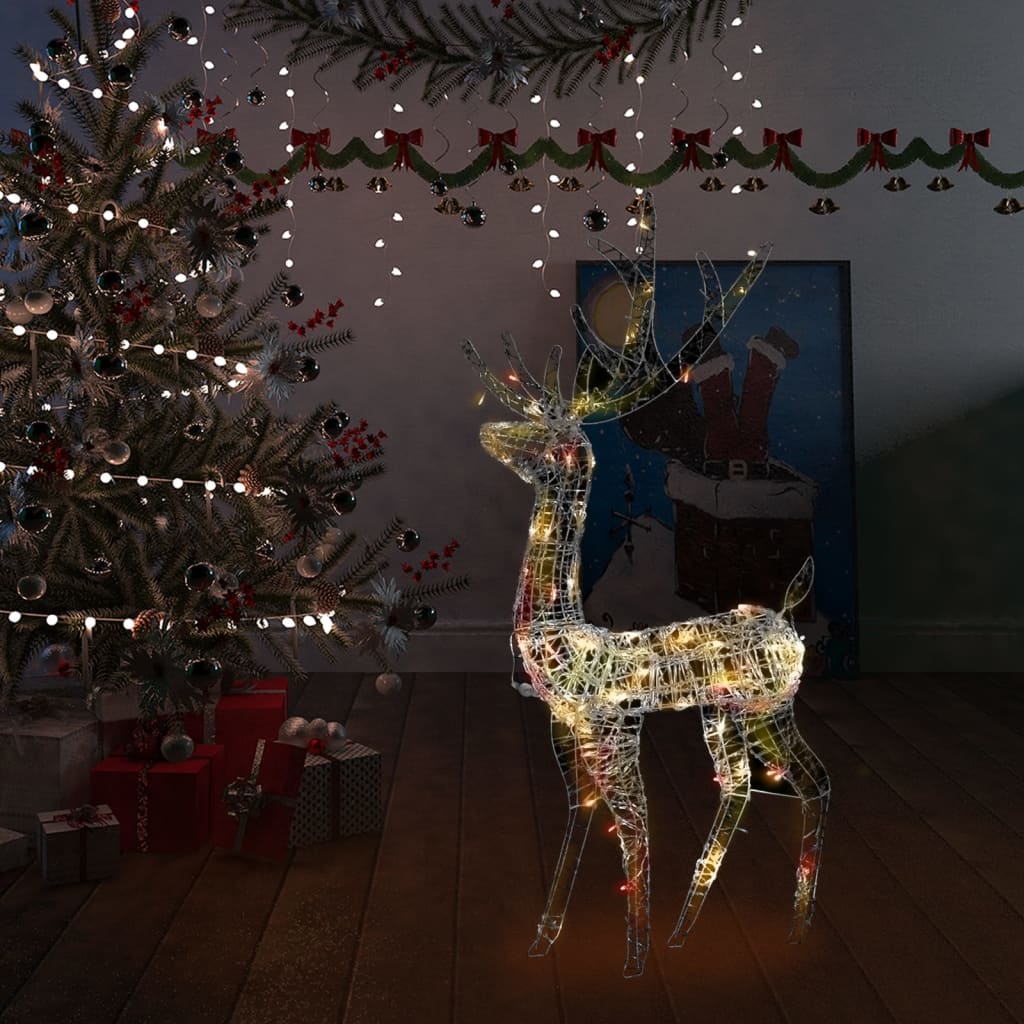 vidaXL Acrylic Reindeer Christmas Decoration 140 LEDs 4 ft Colorful