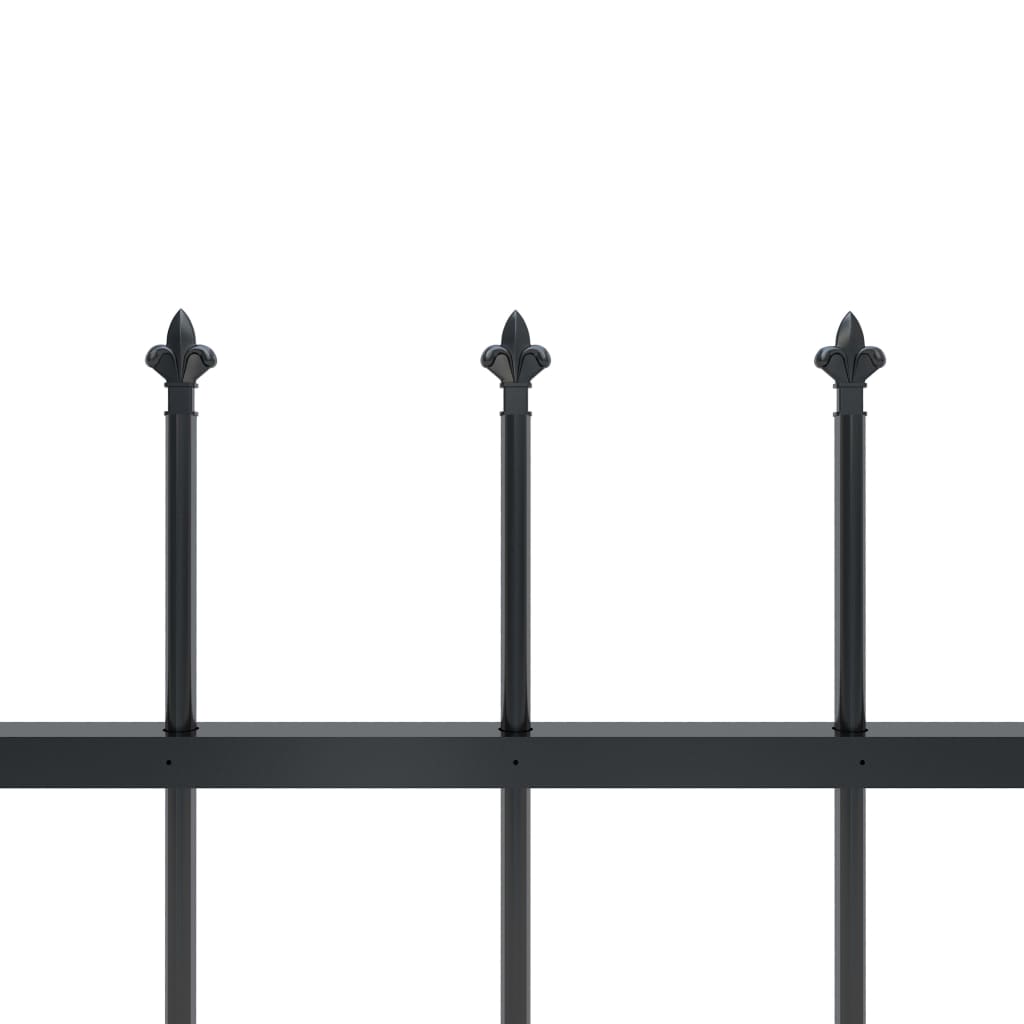 vidaXL Garden Fence with Spear Top Steel 535.4"x47.2" Black