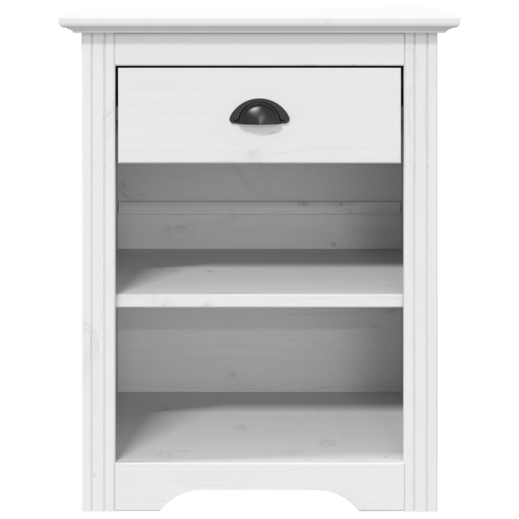 vidaXL Bedside Cabinet BODO White 20.9"x15.2"x26" Solid Wood Pine