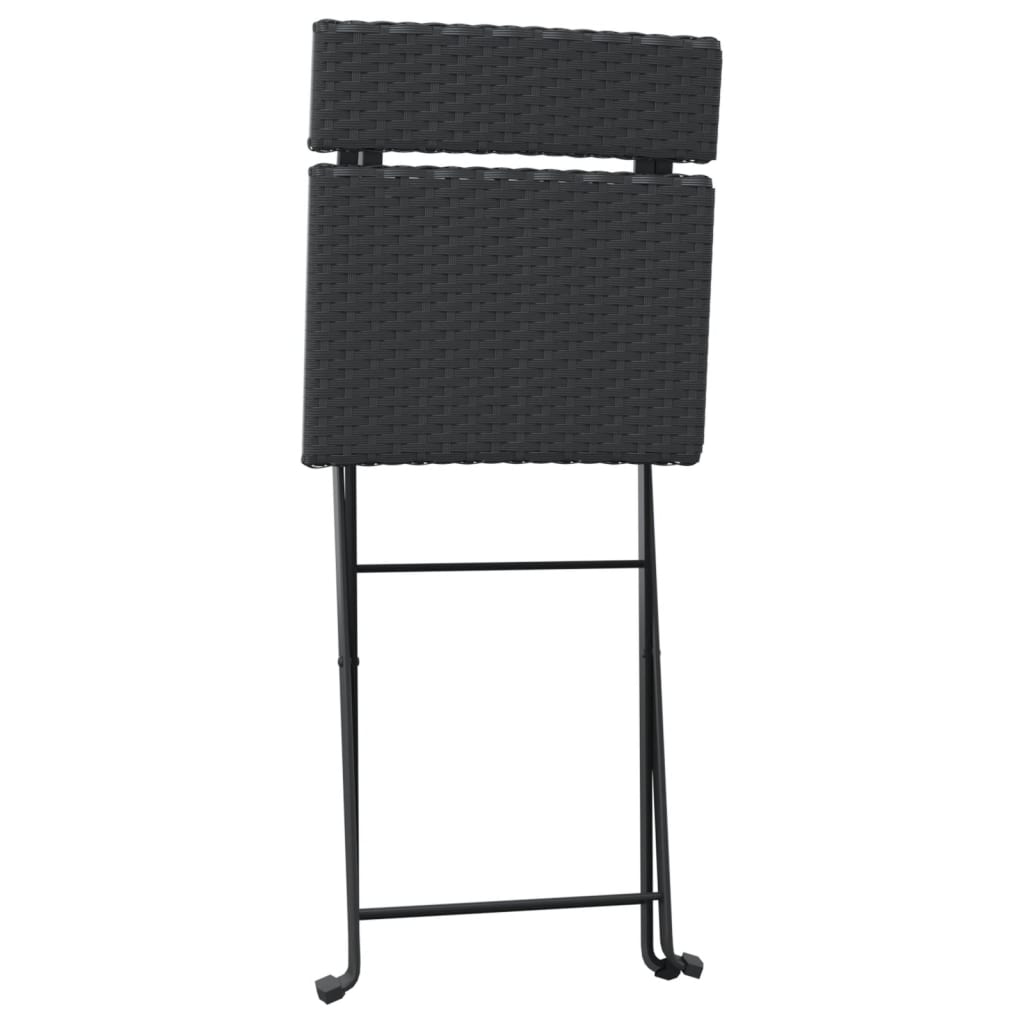vidaXL Folding Bistro Chairs 4 pcs Black Poly Rattan and Steel