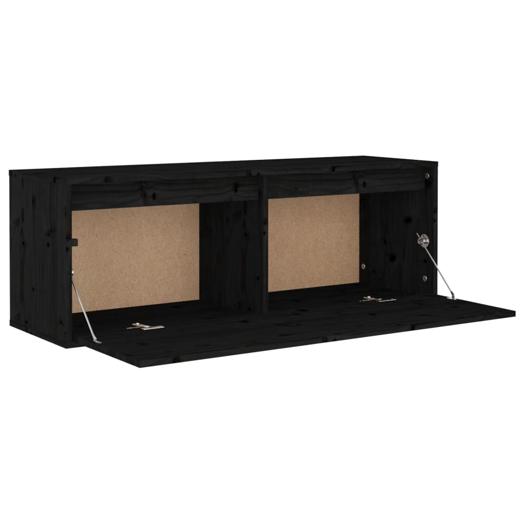 vidaXL Wall Cabinet Black 39.4"x11.8"x13.8" Solid Wood Pine