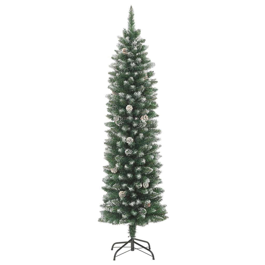 vidaXL Artificial Slim Christmas Tree with Stand 7 ft PVC