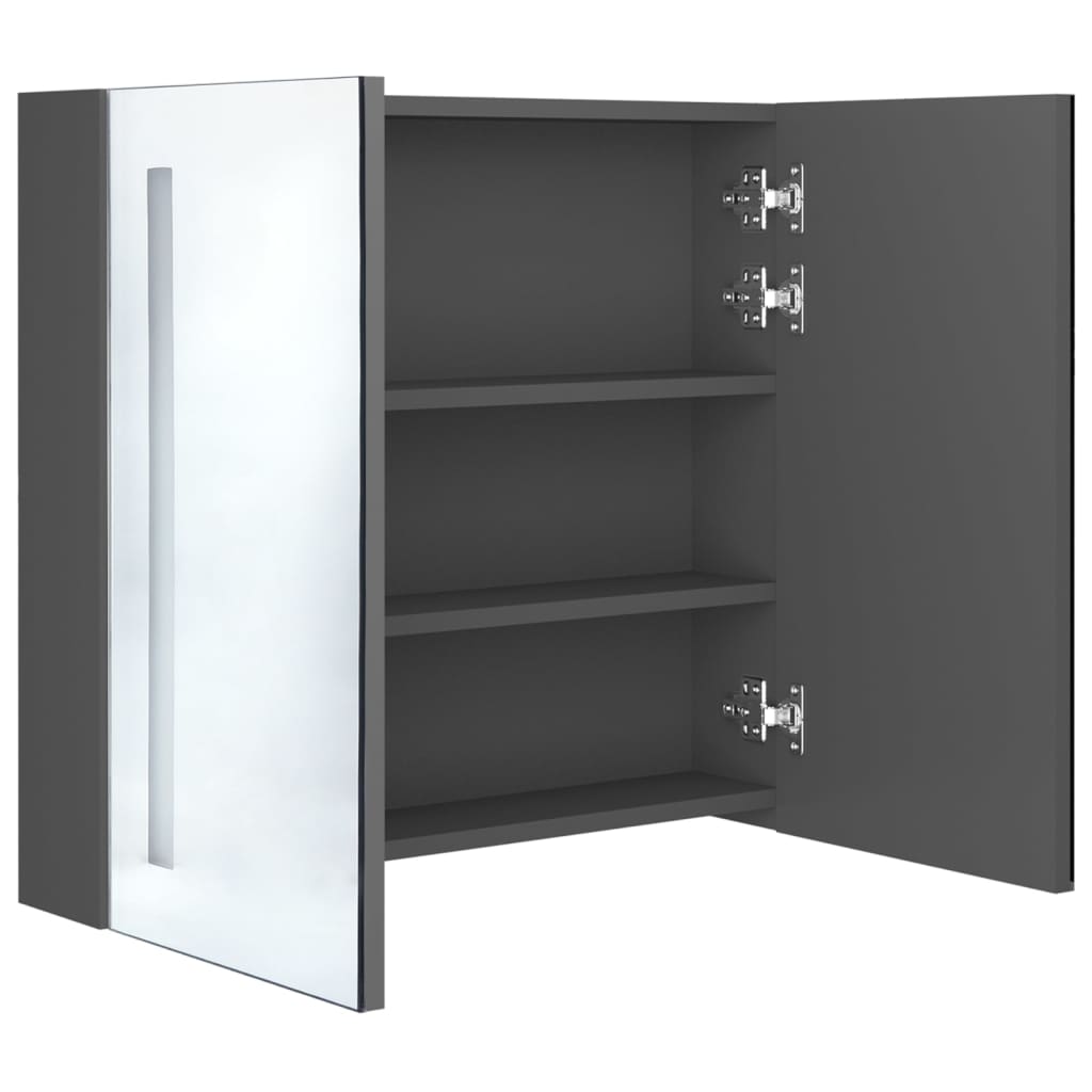 vidaXL LED Bathroom Mirror Cabinet Gray 24.4"x5.5"x23.6"