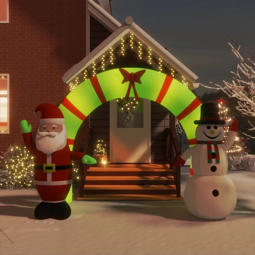 vidaXL Christmas Inflatable Santa & Snowman Arch Gate LED 106.3"