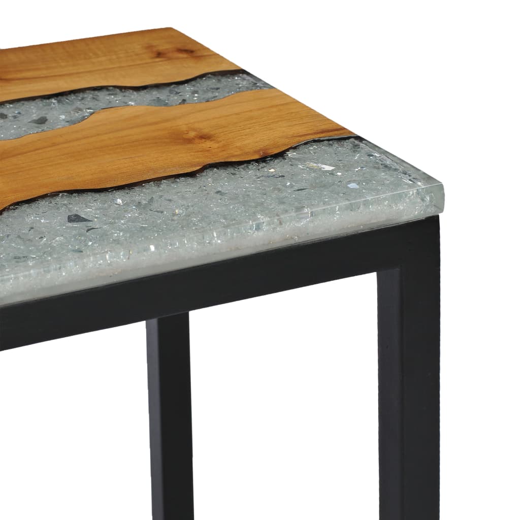 vidaXL Nesting Tables 3 pcs Solid Teak Wood and Polyresin