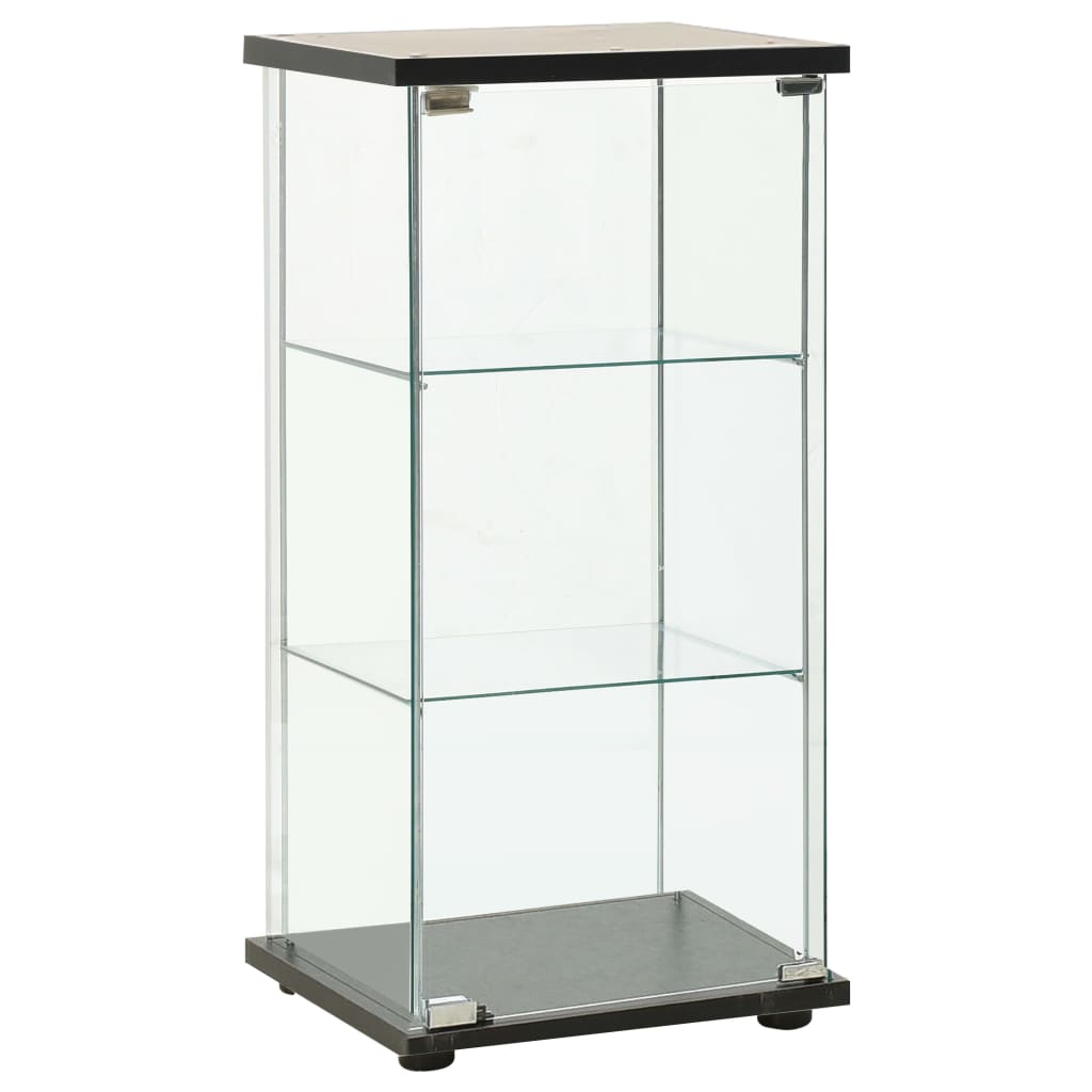 vidaXL Storage Cabinet Tempered Glass Black