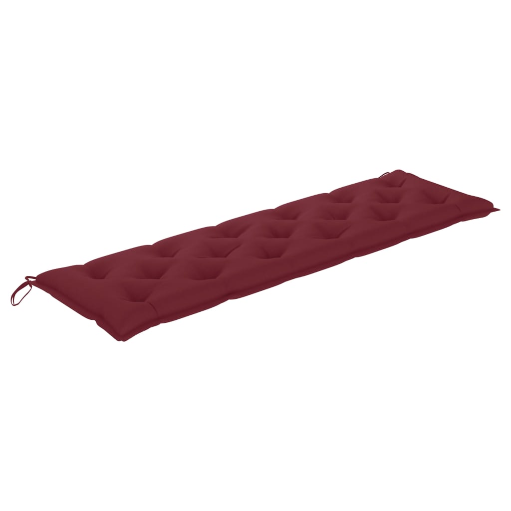 vidaXL Patio Bench with Wine Red Cushion 68.9" Solid Teak Wood