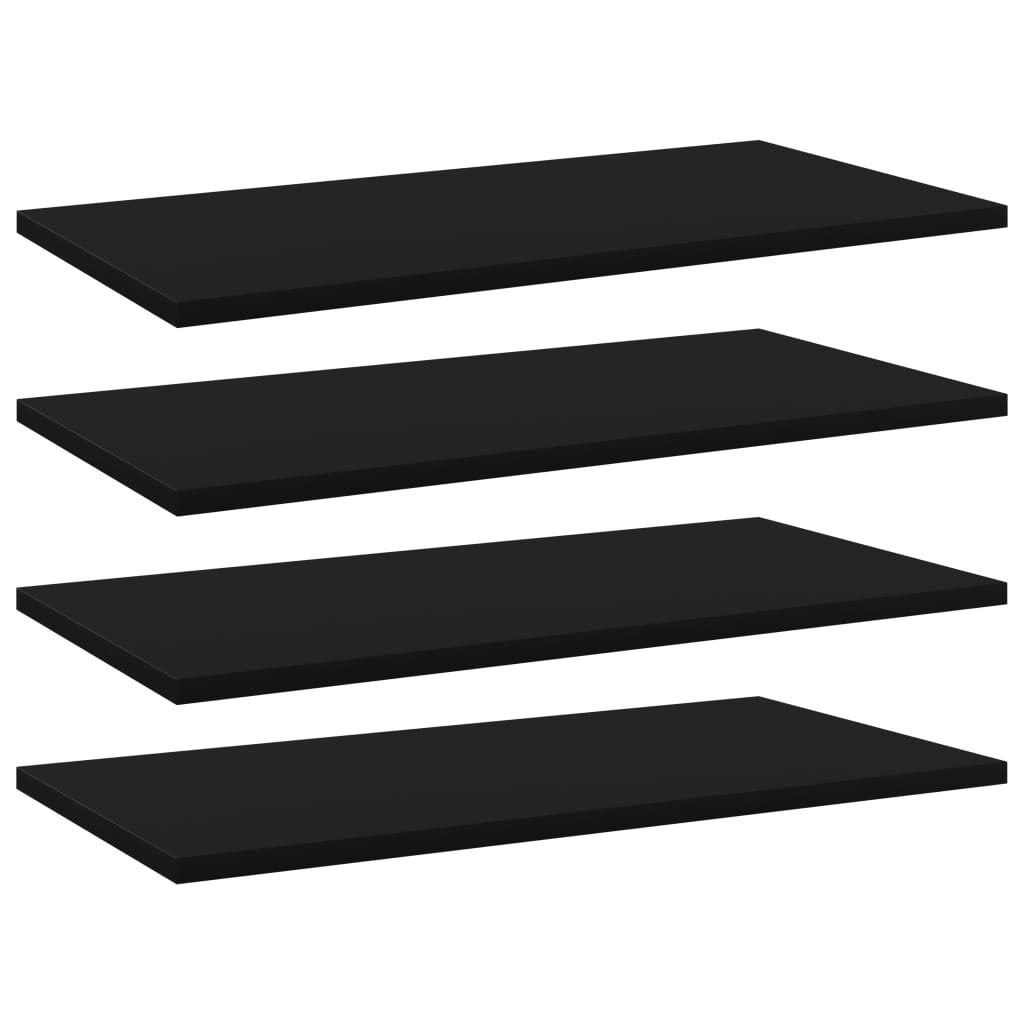 vidaXL Bookshelf Boards 4 pcs Black 23.6"x11.8"x0.6" Engineered Wood