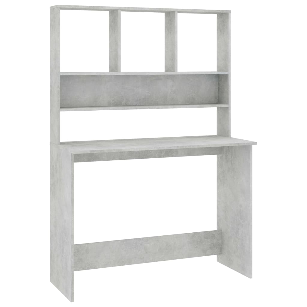 vidaXL Desk with Shelves Concrete Gray 43.3"x17.7"x61.8" Chipboard