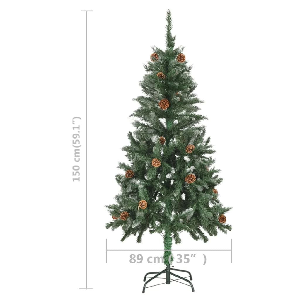 vidaXL Artificial Pre-lit Christmas Tree with Pine Cones 59.1"