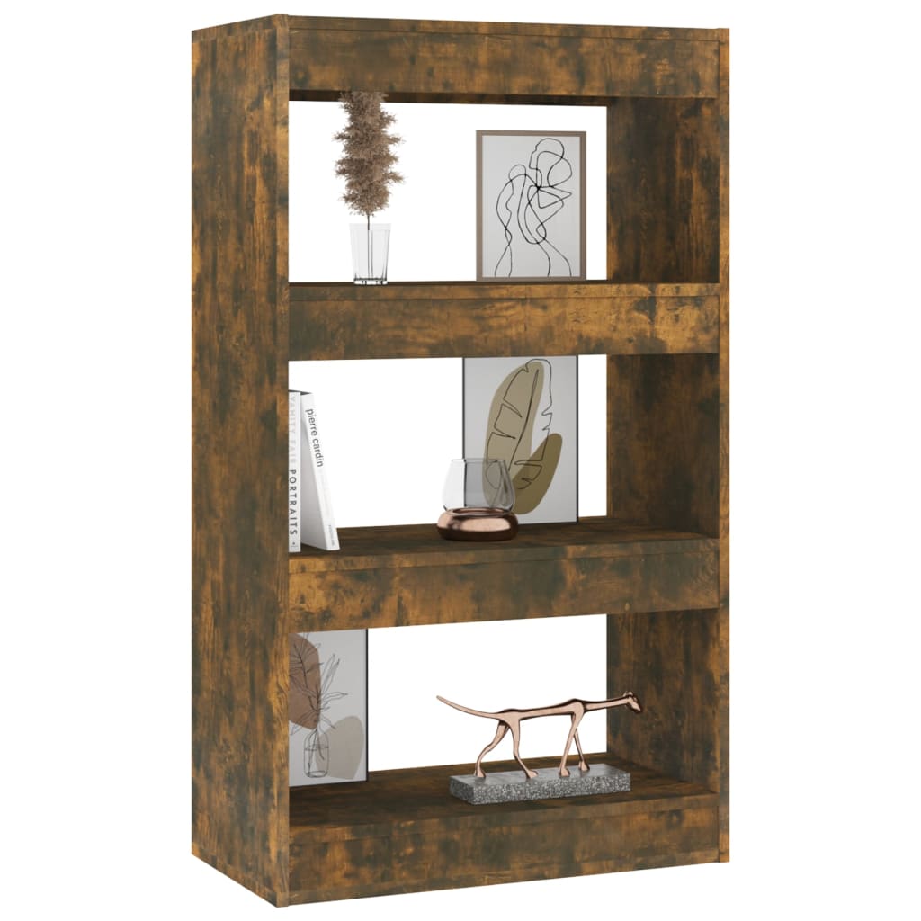vidaXL Book Cabinet/Room Divider Smoked Oak 23.6"x11.8"x40.6" Engineered Wood