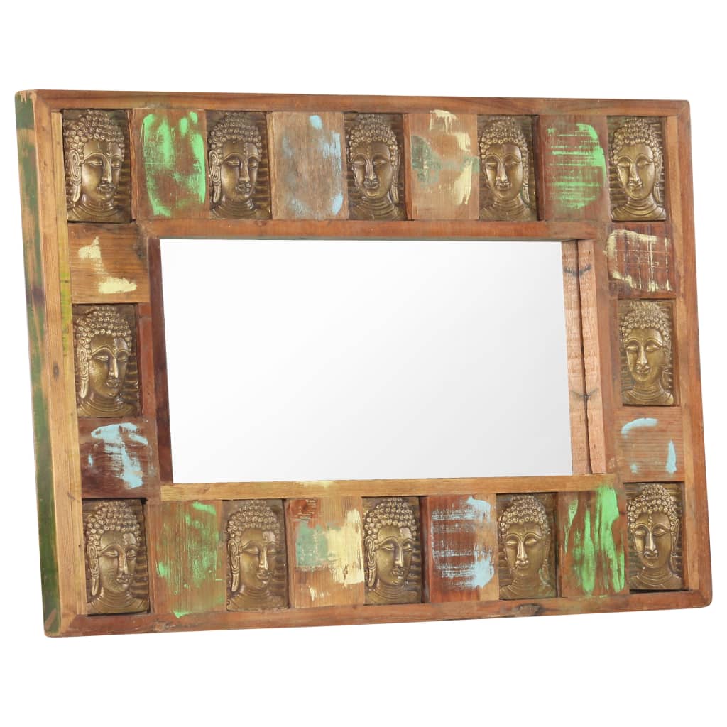 vidaXL Mirror with Buddha Cladding 31.5"x19.7" Solid Reclaimed Wood