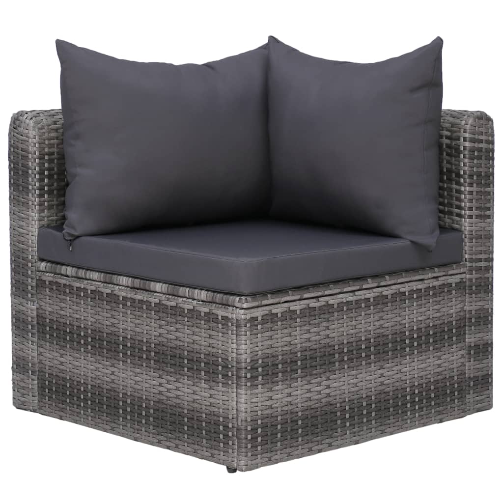 vidaXL 10 Piece Patio Lounge Set with Cushions Poly Rattan Gray