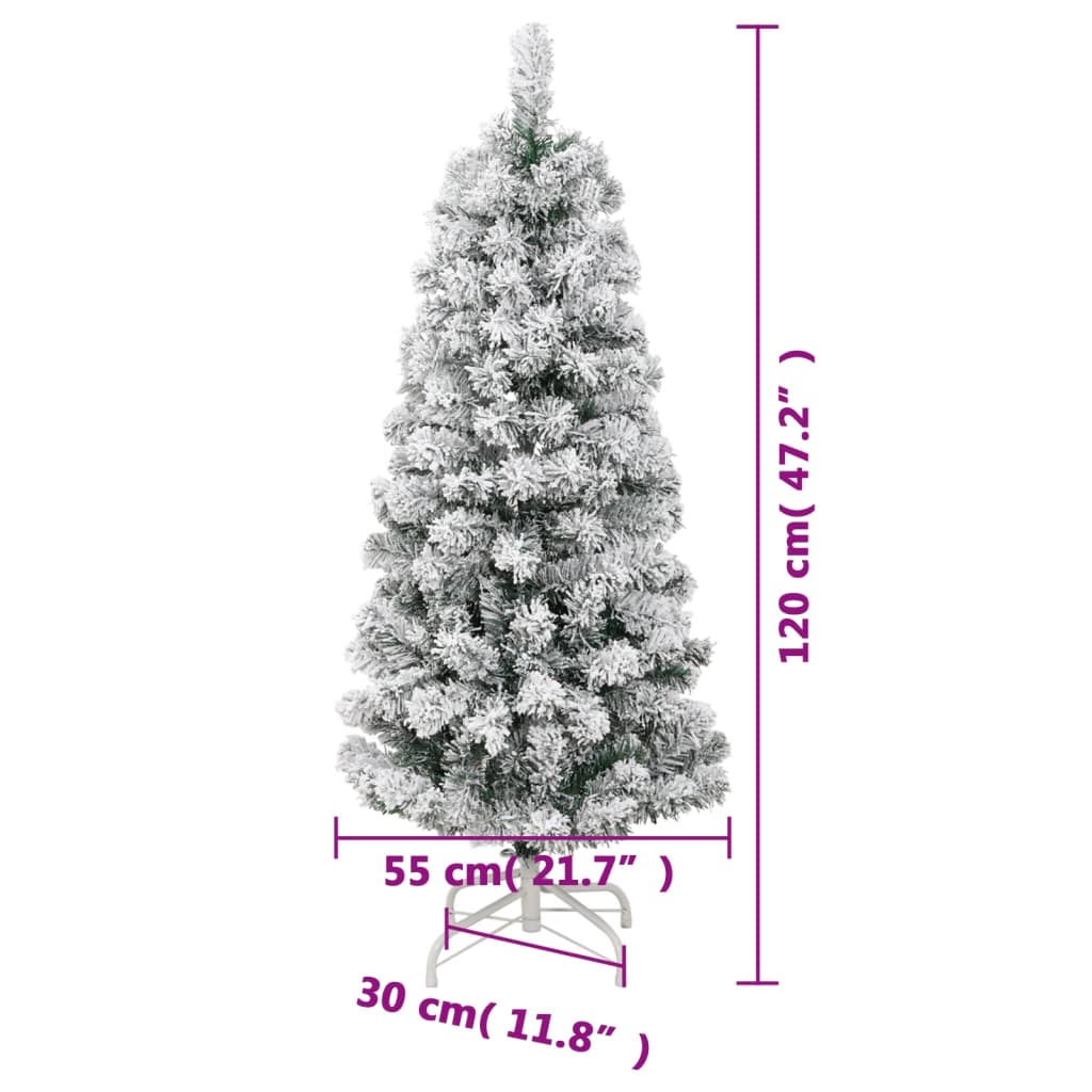 vidaXL Artificial Hinged Christmas Tree with Flocked Snow 47.2"