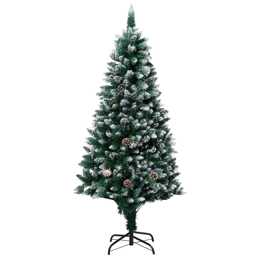 vidaXL Artificial Christmas Tree with Pine Cones and White Snow 5 ft