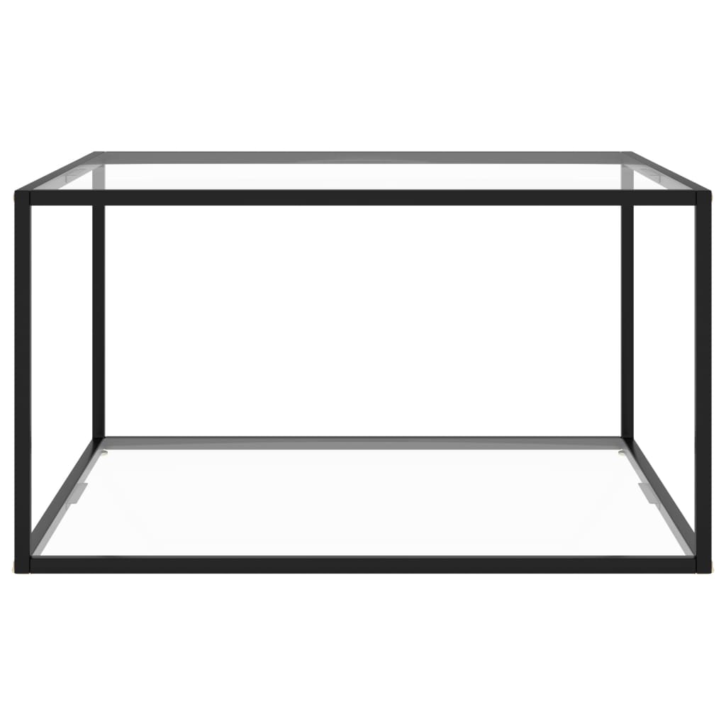vidaXL Coffee Table Black with Tempered Glass 35.4"x35.4"x19.7"