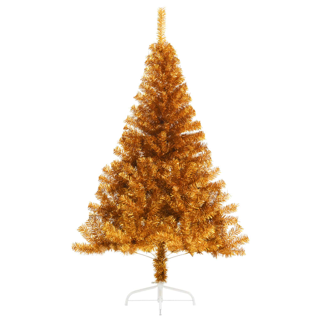 vidaXL Artificial Half Christmas Tree with Stand Gold 5 ft PET