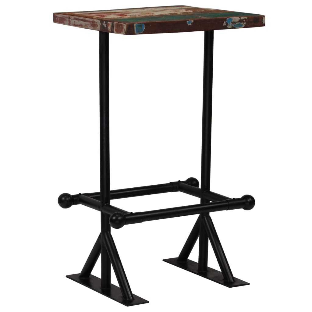 vidaXL Bar Table Solid Reclaimed Wood Multicolor 23.6"x23.6"x42.1"