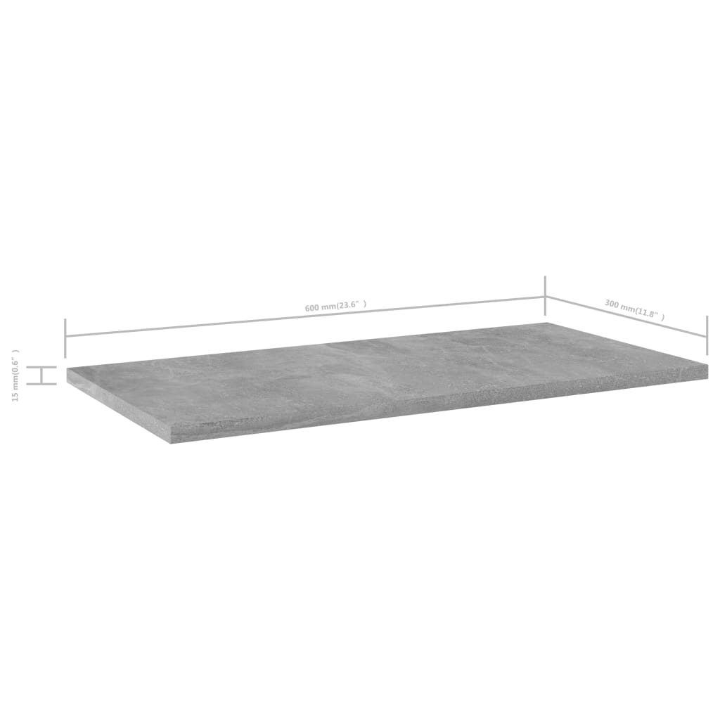 vidaXL Bookshelf Boards 4 pcs Concrete Gray 23.6"x11.8"x0.6" Chipboard