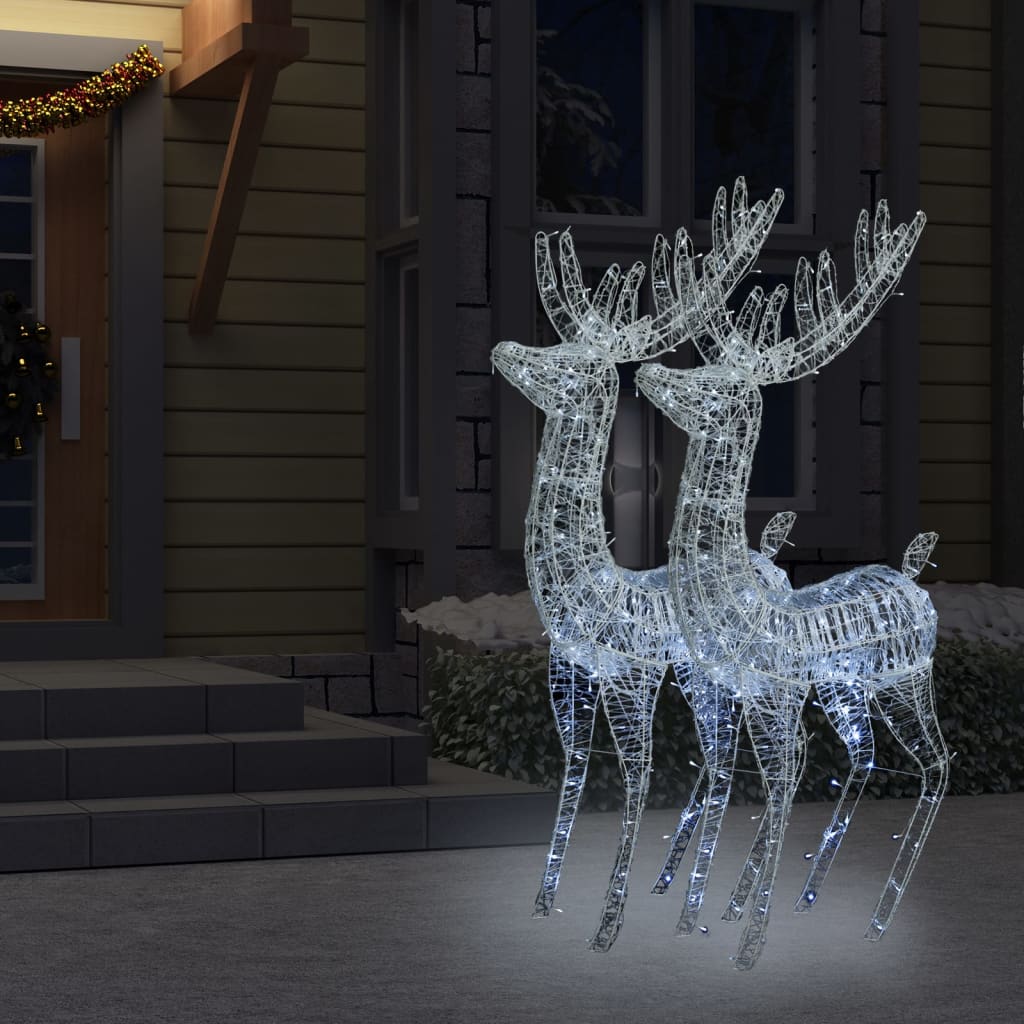 vidaXL XXL Acrylic Christmas Reindeers 250 LED 2 pcs 70.9" Cold white
