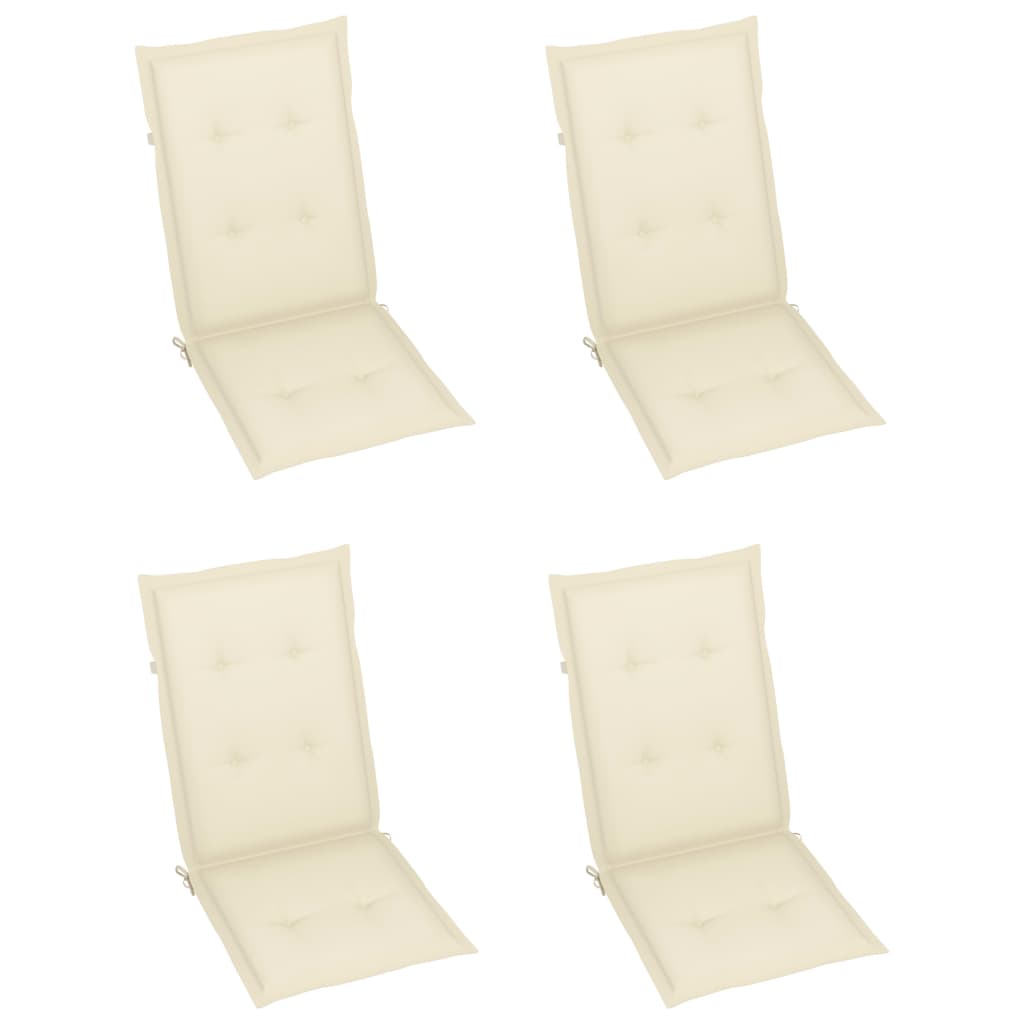 vidaXL Patio Chairs 4 pcs with Cream Cushions Solid Teak Wood