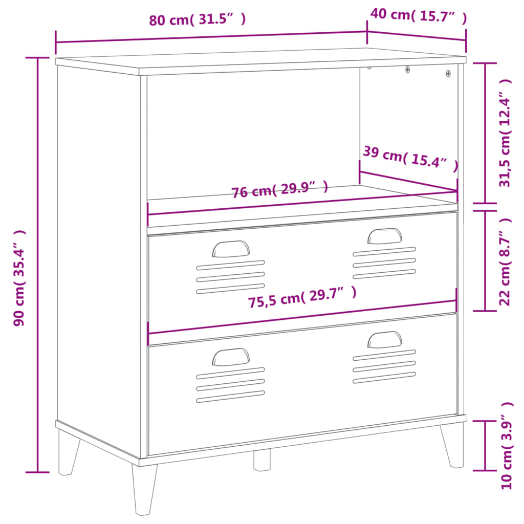 vidaXL Bookcase VIKEN Anthracite Gray 31.5"x15.7"x35.4" Engineered Wood