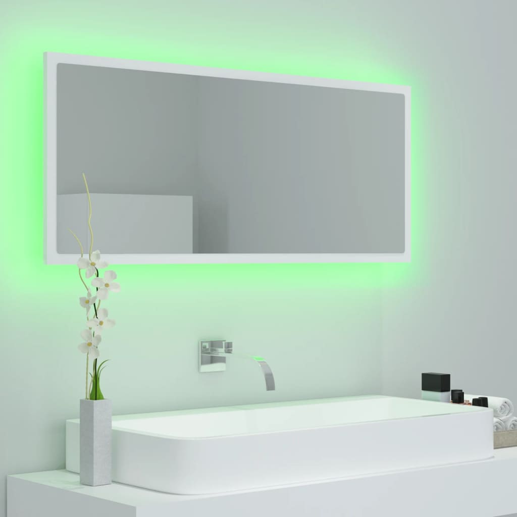vidaXL LED Bathroom Mirror White 39.4"x3.3"x14.6" Engineered Wood