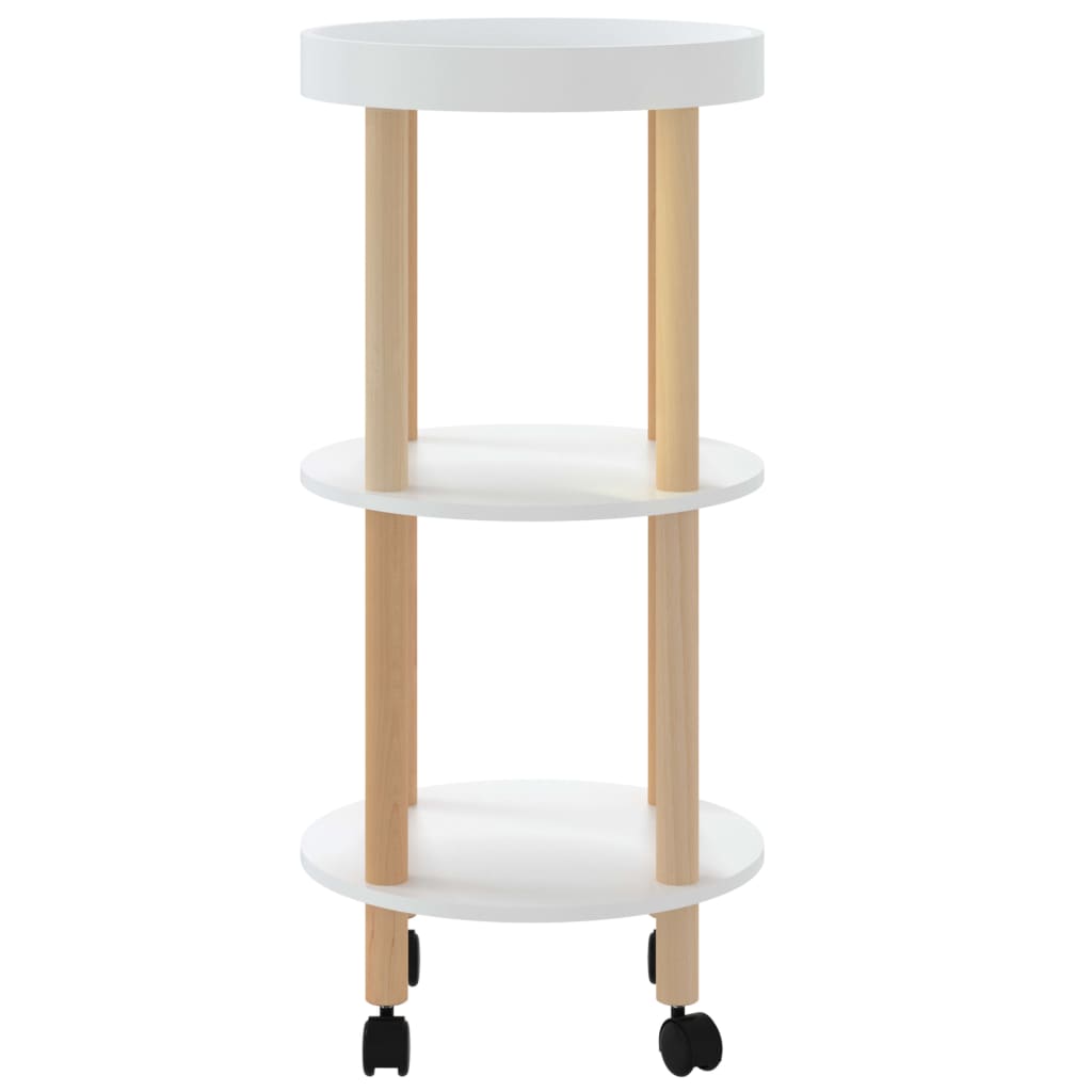 vidaXL 3-tier Trolley White 15"x15"x32.3" Engineered Wood&Solid Wood Pine