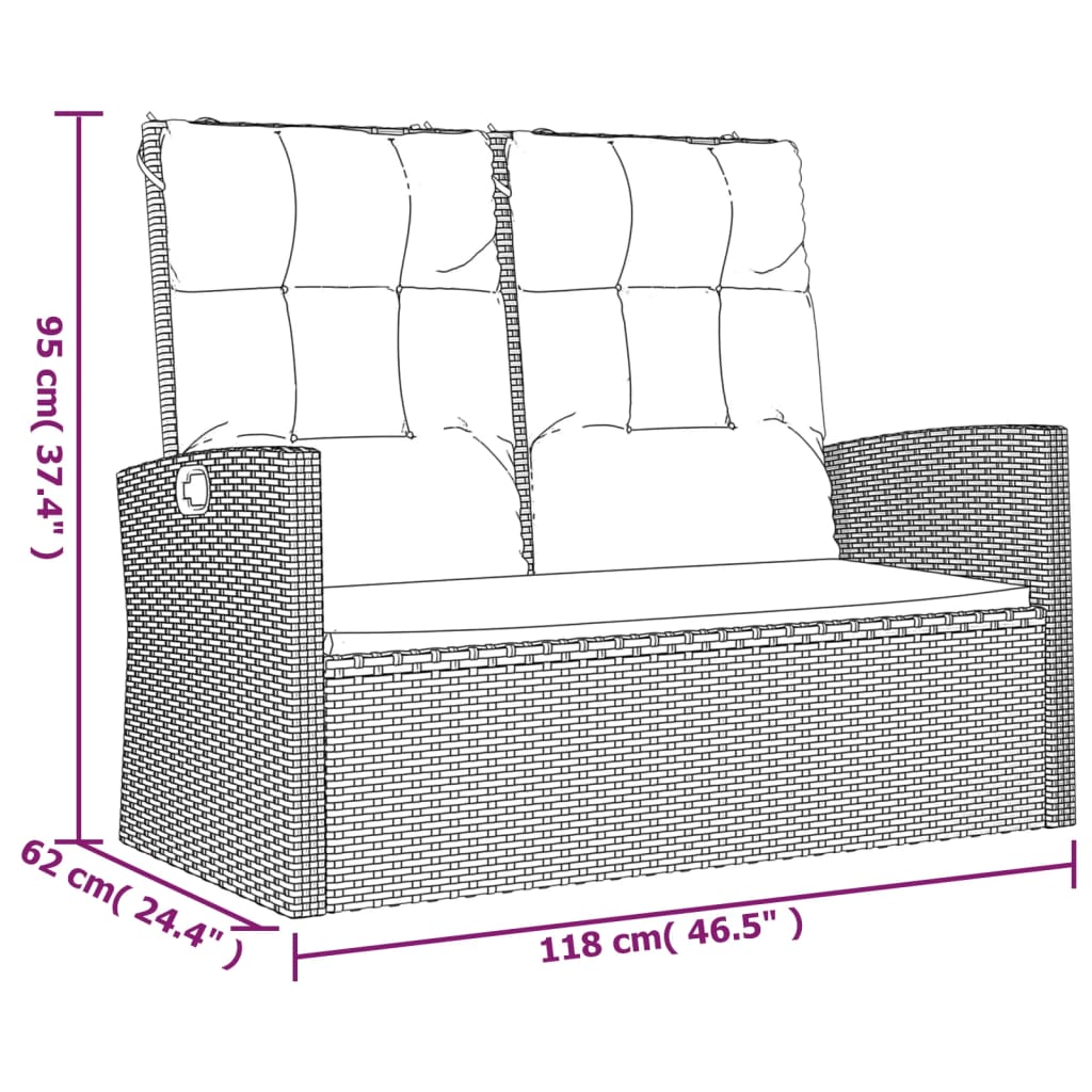 vidaXL 4 Piece Patio Lounge Set with Cushions Black Poly Rattan