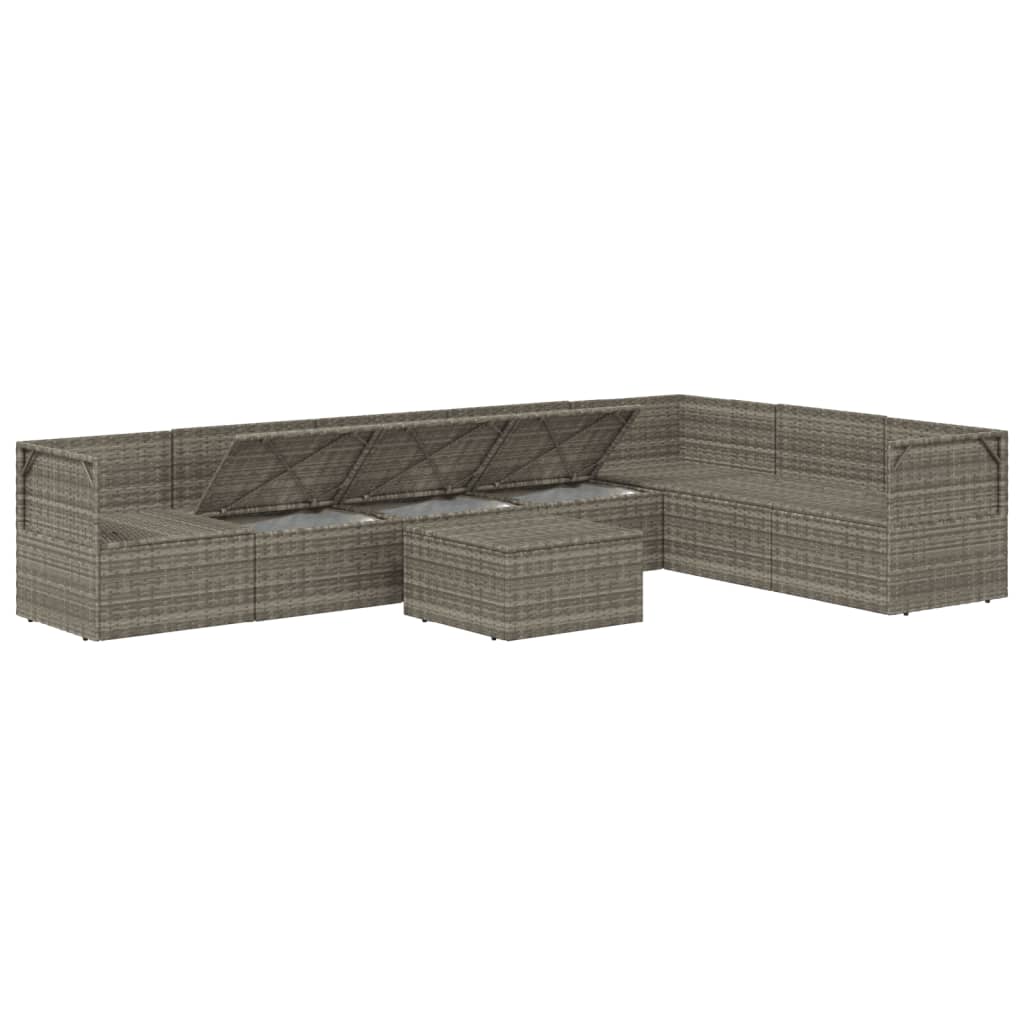 vidaXL 8 Piece Patio Lounge Set with Cushions Gray Poly Rattan